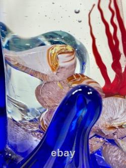 VTG Murano Art Glass Aquarium Sculpture Vase Signed Glass Studio Murano
