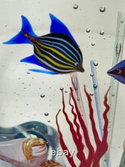 VTG Murano Art Glass Aquarium Sculpture Vase Signed Glass Studio Murano