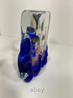 VTG Murano Art Glass Aquarium Sculpture Vase Signed Glass Studio Murano