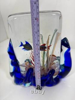 VTG Murano Art Glass Aquarium Sculpture Vase Signed Glass Studio Murano