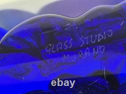 VTG Murano Art Glass Aquarium Sculpture Vase Signed Glass Studio Murano