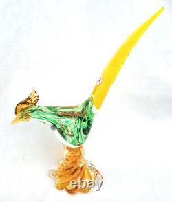 VTG Murano Art Glass Hand Blown Pheasant withGold Flecks Original Sticker 13.25H VTG Murano Art Glass Hand Blown Pheasant withGold Flecks Original Sticker 13.25H