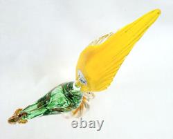 VTG Murano Art Glass Hand Blown Pheasant withGold Flecks Original Sticker 13.25H