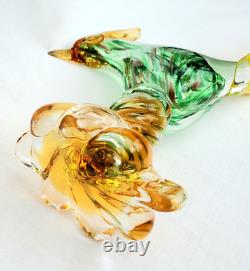 VTG Murano Art Glass Hand Blown Pheasant withGold Flecks Original Sticker 13.25H