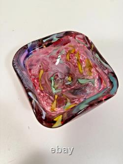 VTG Murano Art Glass Tutti-Frutti Bowl Hand Blown Italian 4 Heavy