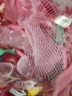 VTG Murano Art Glass Tutti-Frutti Bowl Hand Blown Italian 4 Heavy