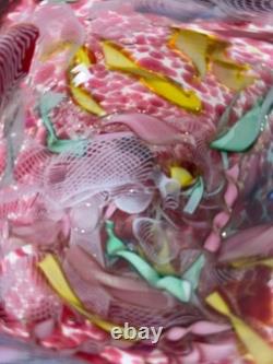 VTG Murano Art Glass Tutti-Frutti Bowl Hand Blown Italian 4 Heavy