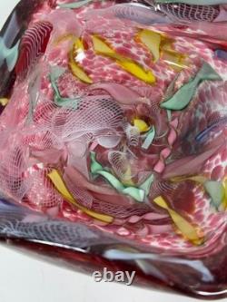 VTG Murano Art Glass Tutti-Frutti Bowl Hand Blown Italian 4 Heavy