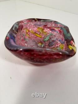 VTG Murano Art Glass Tutti-Frutti Bowl Hand Blown Italian 4 Heavy
