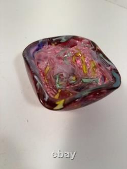VTG Murano Art Glass Tutti-Frutti Bowl Hand Blown Italian 4 Heavy
