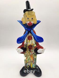 VTG Murano Art Hand Blown Glass Clown Collectible 11 inch Very Good Condition