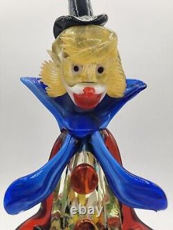 VTG Murano Art Hand Blown Glass Clown Collectible 11 inch Very Good Condition