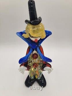 VTG Murano Art Hand Blown Glass Clown Collectible 11 inch Very Good Condition