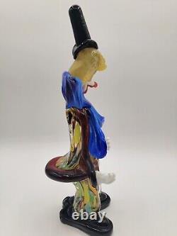 VTG Murano Art Hand Blown Glass Clown Collectible 11 inch Very Good Condition