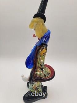 VTG Murano Art Hand Blown Glass Clown Collectible 11 inch Very Good Condition