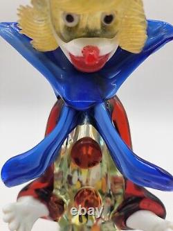 VTG Murano Art Hand Blown Glass Clown Collectible 11 inch Very Good Condition