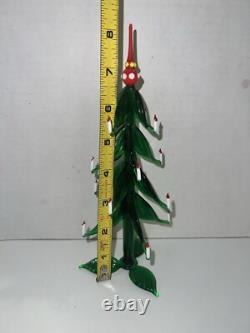 VTG Murano Glass Candlestick Christmas Tree With Hand Blown Ornaments Mint Cond