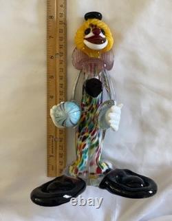 VTG Murano Hand Blown Glass Clown Figurine Original Italy 1950s Smiling, Ball