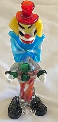 VTG Murano Hand Blown Glass Clown Figurine Original Italy 1950s Smiling, Ball