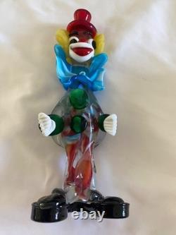 VTG Murano Hand Blown Glass Clown Figurine Original Italy 1950s Smiling, Ball