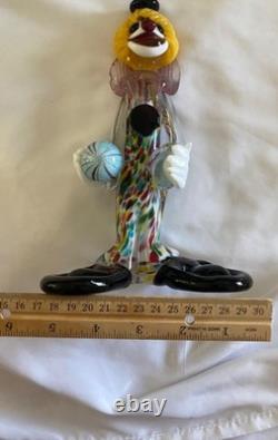 VTG Murano Hand Blown Glass Clown Figurine Original Italy 1950s Smiling, Ball