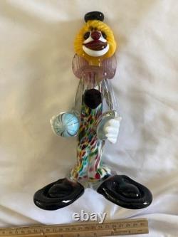 VTG Murano Hand Blown Glass Clown Figurine Original Italy 1950s Smiling, Ball