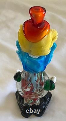 VTG Murano Hand Blown Glass Clown Figurine Original Italy 1950s Smiling, Ball
