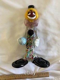 VTG Murano Hand Blown Glass Clown Figurine Original Italy 1950s Smiling, Ball