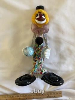 VTG Murano Hand Blown Glass Clown Figurine Original Italy 1950s Smiling, Ball