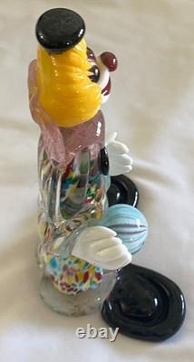 VTG Murano Hand Blown Glass Clown Figurine Original Italy 1950s Smiling, Ball