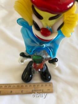 VTG Murano Hand Blown Glass Clown Figurine Original Italy 1950s Smiling, Ball