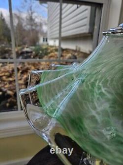 VTG Murano Italy Green Opaque Swirl Art Glass Lamp Hand-blown ESTATE FIND