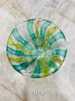 VTG Murano Latticino Venetian Ribbon Art Hand Blown Glass Vase ITALY