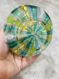 VTG Murano Latticino Venetian Ribbon Art Hand Blown Glass Vase ITALY