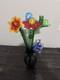VTG Murano Style Hand Blown Art Glass Flowers Set of 6 Long Stem Floral Decor
