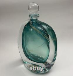 VTG Murano Style Perfume Bottle Decanter Heavy Hand Blown Swirl Art Glass