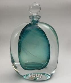 VTG Murano Style Perfume Bottle Decanter Heavy Hand Blown Swirl Art Glass