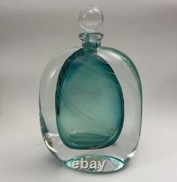 VTG Murano Style Perfume Bottle Decanter Heavy Hand Blown Swirl Art Glass