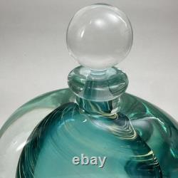 VTG Murano Style Perfume Bottle Decanter Heavy Hand Blown Swirl Art Glass