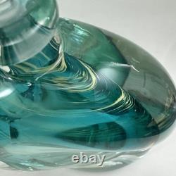 VTG Murano Style Perfume Bottle Decanter Heavy Hand Blown Swirl Art Glass
