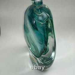 VTG Murano Style Perfume Bottle Decanter Heavy Hand Blown Swirl Art Glass