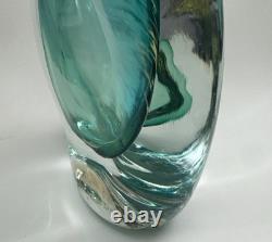 VTG Murano Style Perfume Bottle Decanter Heavy Hand Blown Swirl Art Glass