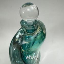 VTG Murano Style Perfume Bottle Decanter Heavy Hand Blown Swirl Art Glass