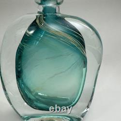 VTG Murano Style Perfume Bottle Decanter Heavy Hand Blown Swirl Art Glass
