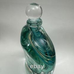 VTG Murano Style Perfume Bottle Decanter Heavy Hand Blown Swirl Art Glass