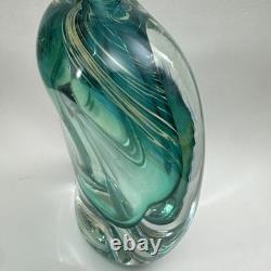 VTG Murano Style Perfume Bottle Decanter Heavy Hand Blown Swirl Art Glass