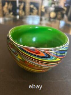 VTG Murano Swirl Art Glass Heavy Bowl RARE Rich Vivid Colors Thick Walls MCM