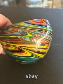 VTG Murano Swirl Art Glass Heavy Bowl RARE Rich Vivid Colors Thick Walls MCM