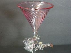 VTG Murano Venetian Italian Art Glass Swirl Pink Figural Martini Glass/s, Mint