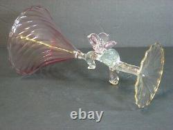 VTG Murano Venetian Italian Art Glass Swirl Pink Figural Martini Glass/s, Mint